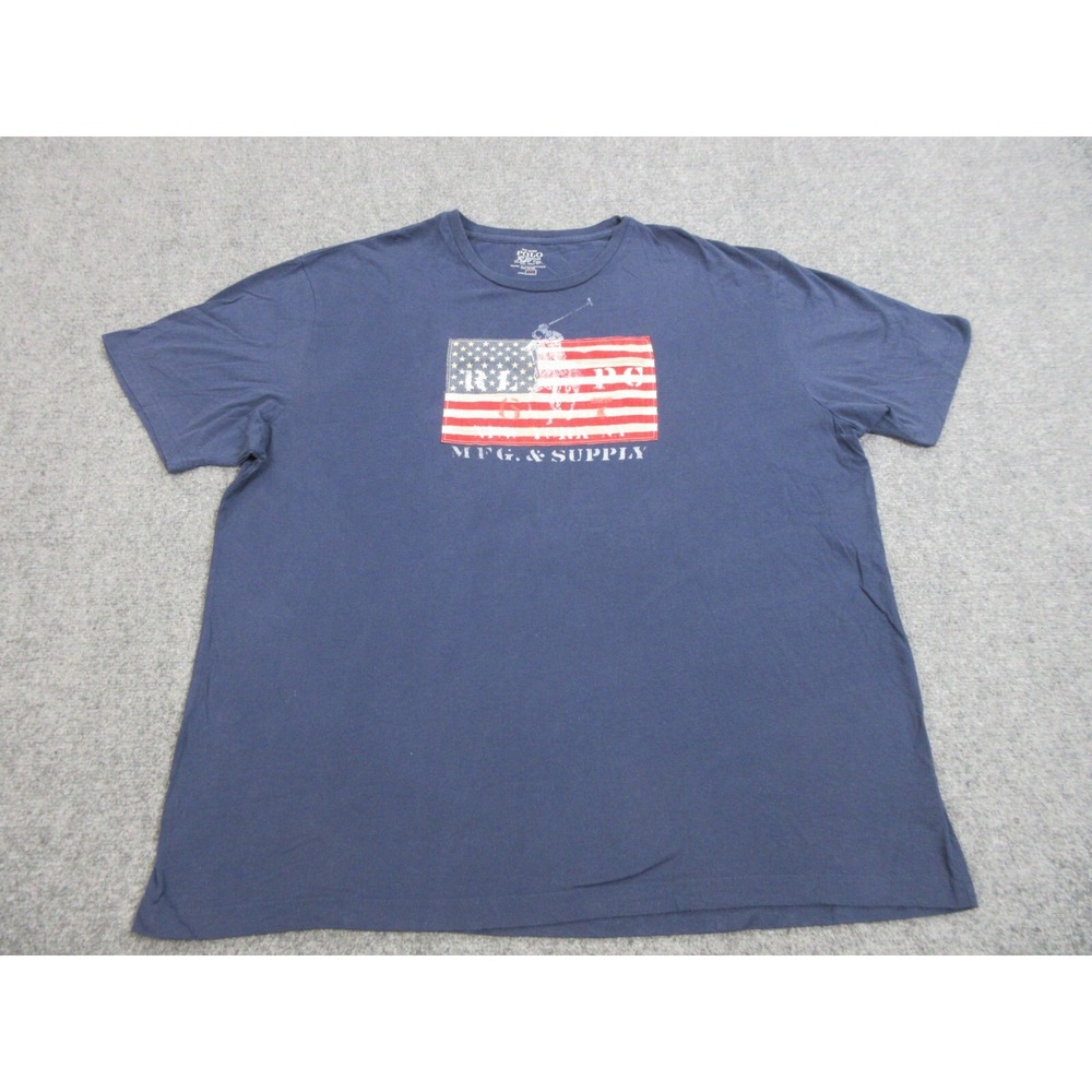 Polo Ralph Lauren Shirt Mens 2XL Blue USA Flag Pony Logo Tagless Tee Patriotic